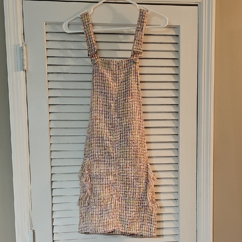 Textured Tweed Overall Dress in Multicolor